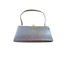 La Regale Womens Black Satin Evening Bag With Structured Handle & Snap Closure